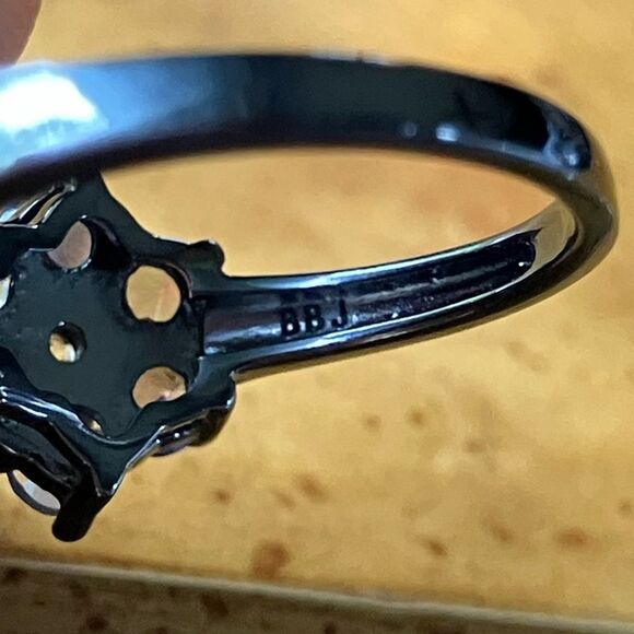 Natural Multi Gemstone Sterling Silver Black Rhodium Ring - Picture 7 of 10